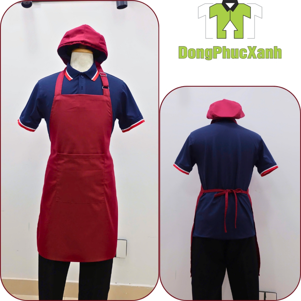 Tạp Dề Màu ĐỎ ĐÔ Làm Đồng Phục Cao Cấp