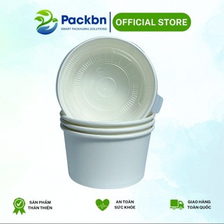GIÁ SỈ THÙNG 500 Tô Giấy, Bát Giấy Trắng 1000ml Chịu Nhiệt Dùng Một Lần Kèm Nắp - An Toàn Môi Trường