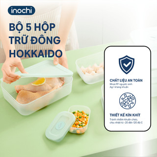  Bộ 5 Hộp Trữ Đông Hokkaido - Inochi: Nhựa PP An Toàn Kín Khít Bảo Quản Tươi Ngon 