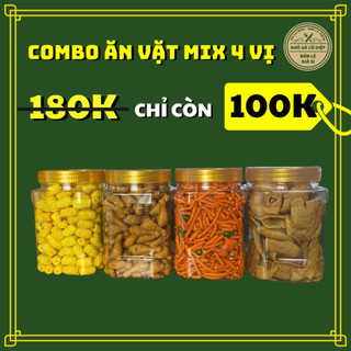  Combo snack ăn vặt 4 Vị  Bimbim Que + Nui Chiên Bơ + Snack Đùi Gà Bơ Cay + Tai Heo Mắm  - Khô Gà Cô Diệp 