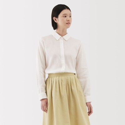 Áo Sơ Mi Nữ Vải Linen Cổ Thường Tay Dài MUJI