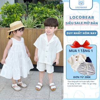 Set Đồ Bộ Bé Trai Váy Xuông Bé Gái LOCOBEAR Đồ Bộ Cho Bé Chất Liệu Đũi Mềm Thấm Hút Mồ Hôi