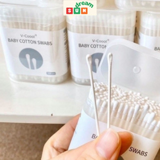 Bông Ngoáy Tai Cho Bé Vcool Hộp 200 Cái Kháng Khuẩn, Vệ Sinh Tai Cho Bé Tiện Lợi