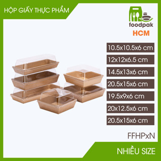  FFHPxN - Combo 25 Hộp giấy nắp PET nâu đựng đồ ăn - Nhiều size - Hộp đựng thực phẩm thức ăn mang đi 