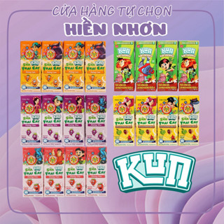  180ML Lốc 4 hộp sữa kun trái cây vị Cam  Dâu  Socola  Nho 