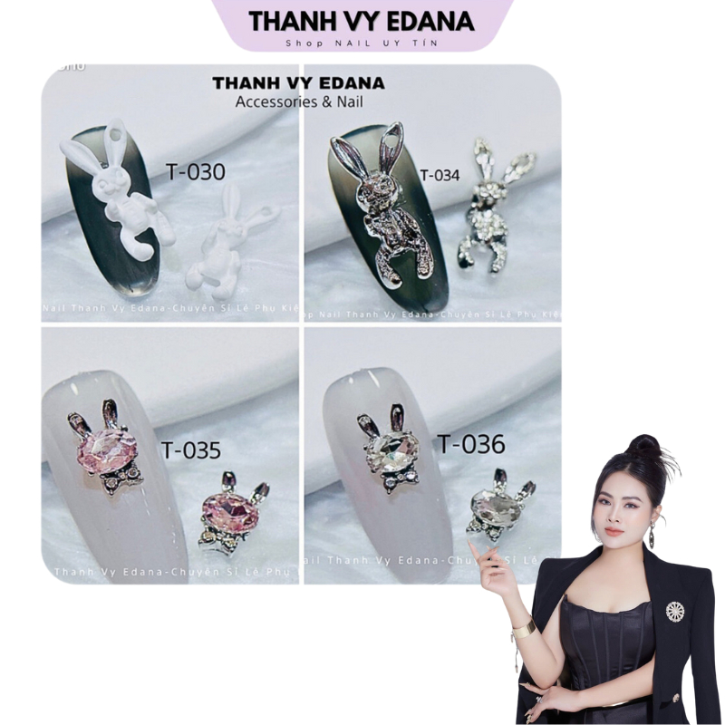 Charm gấu trang trí nail Bộ 5 chiếc mỗi mẫu [THANH VY EDANA]
