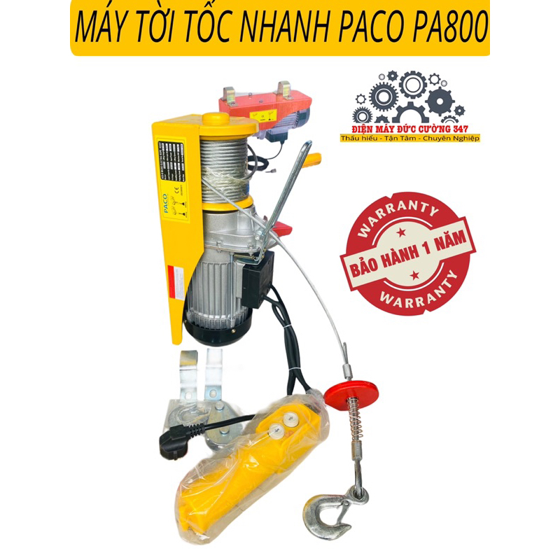 Máy tời điện tốc nhanh 22m/phút PACO/800/900/1000 30M Cáp