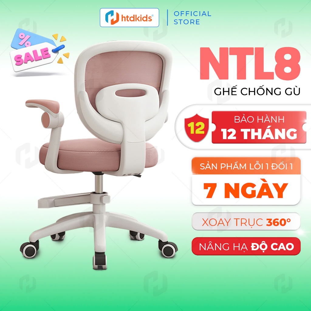 Ghế học sinh HTDkids NTL8 tăng giảm chiều cao theo độ tuổi và sự phát triển của trẻ giúp bé có tư th