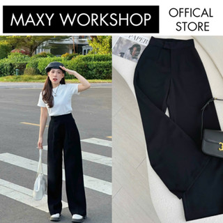 Quần ống suông xếp ly lưng cao bản to High-Waisted Culottes Black Maxy Workshop