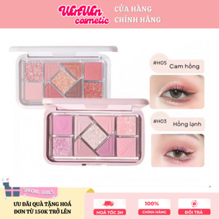 Bảng Phấn Mắt Hold Live 9 Ô Happie, Phấn mắt nhũ lì cool tone, xanh khói trang điểm mắt xinh xắn Eyeshadow