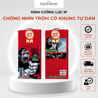 Kính cường lực Iphone WTP-058 chống nhìn trộm 4 chiều 360 độ có Khung trợ dán, bền hơn gấp đôi, chống vân tay