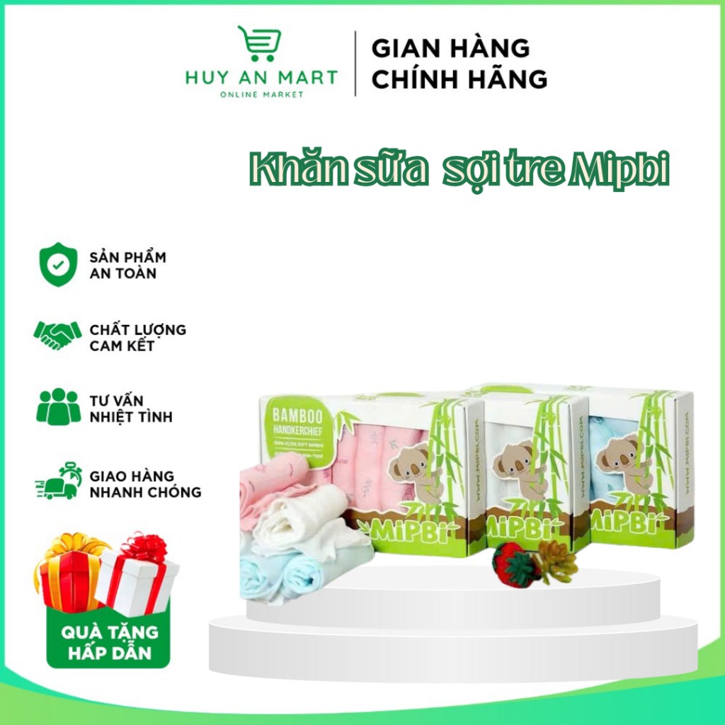 Hộp 6 Khăn sữa sợi tre Mipbi siêu mềm kích thước 30x30cm MỀM MẠI NHƯ LÀN DA EM BÉ HUY AN MART1