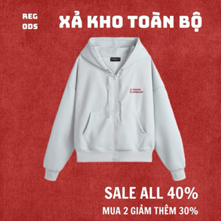 [ XẢ KHO TOÀN BỘ ] Áo khoác Hoodie Zip dây kéo nỉ lót bông in nổi thêu REGODS form rộng unisex nam nữ nỉ bông 350gsm