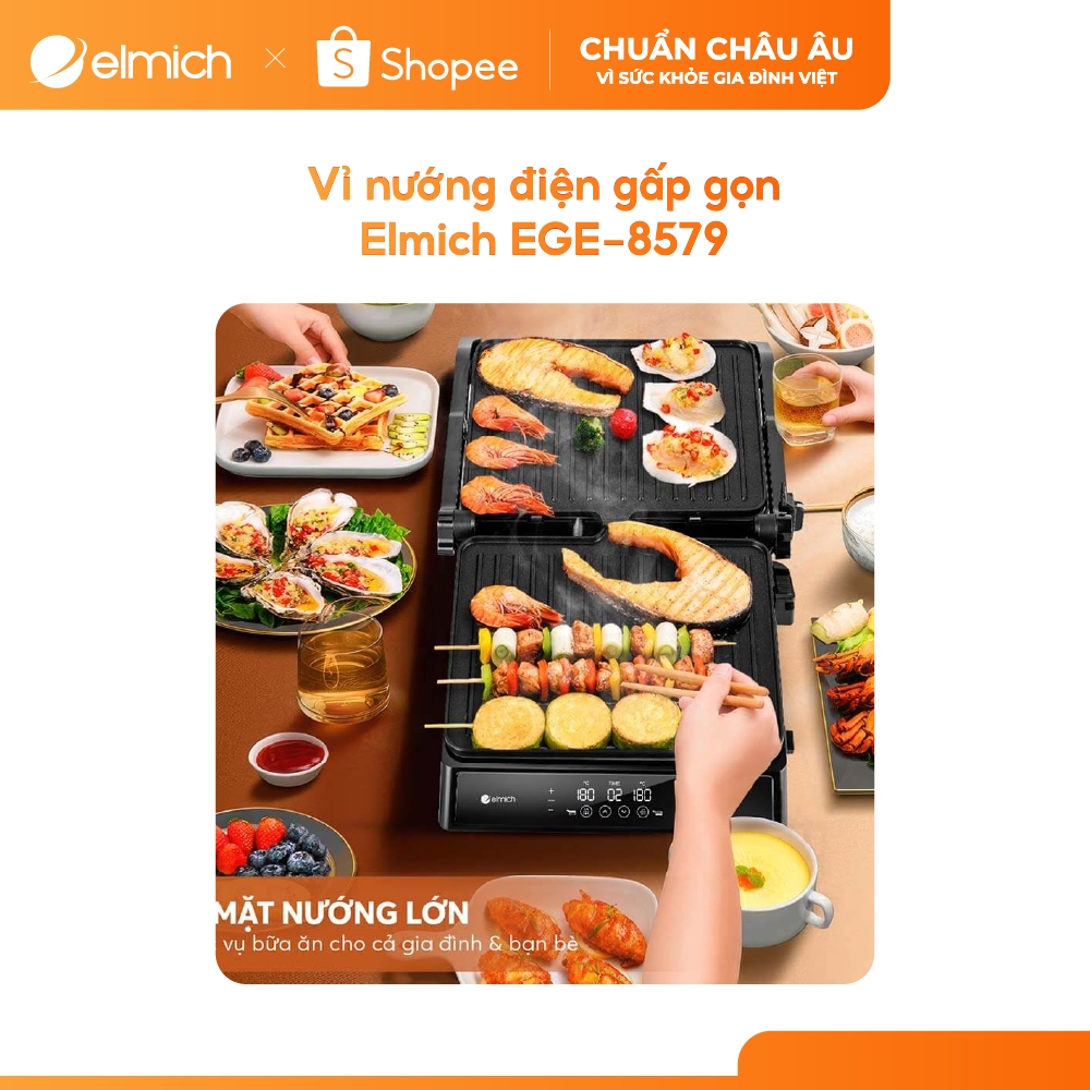 [Outlet S2] Vỉ nướng điện gấp gọn Elmich EGE-8579