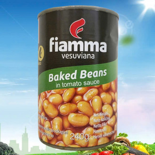 FIAMMA ++ Lon 400g ++ ĐẬU SỐT CÀ CHUA / Ý / VESUVIANA Baked Beans In Tomato Sauce (HALAL)
