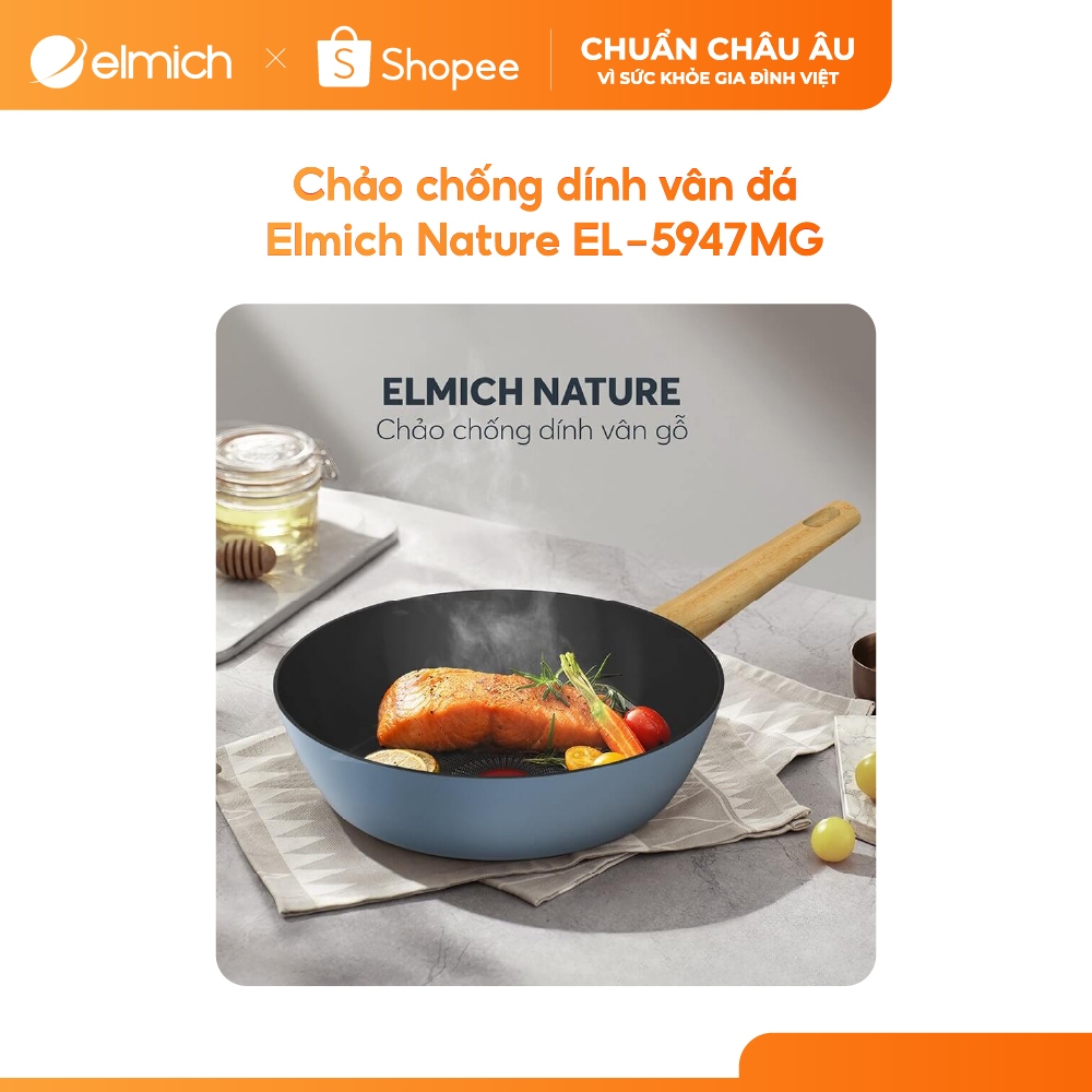 [Outlet S2] Chảo chống dính vân đá Elmich Nature EL-5947MG