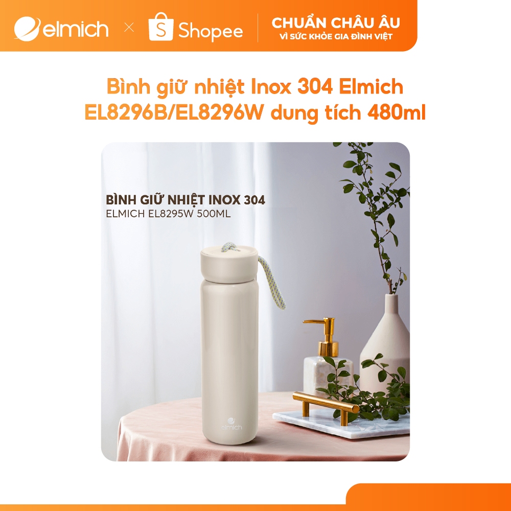 [Outlet S2] Bình giữ nhiệt Inox 304 Elmich EL8296B/EL8296W dung tích 480ml
