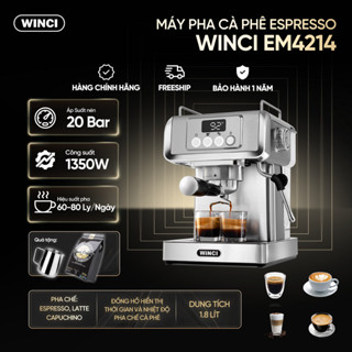 Máy pha cà phê Espresso WINCI EM4214, Vỏ Inox, áp lực nén 20 Bar, Bảo hành 12 tháng chính hãng.