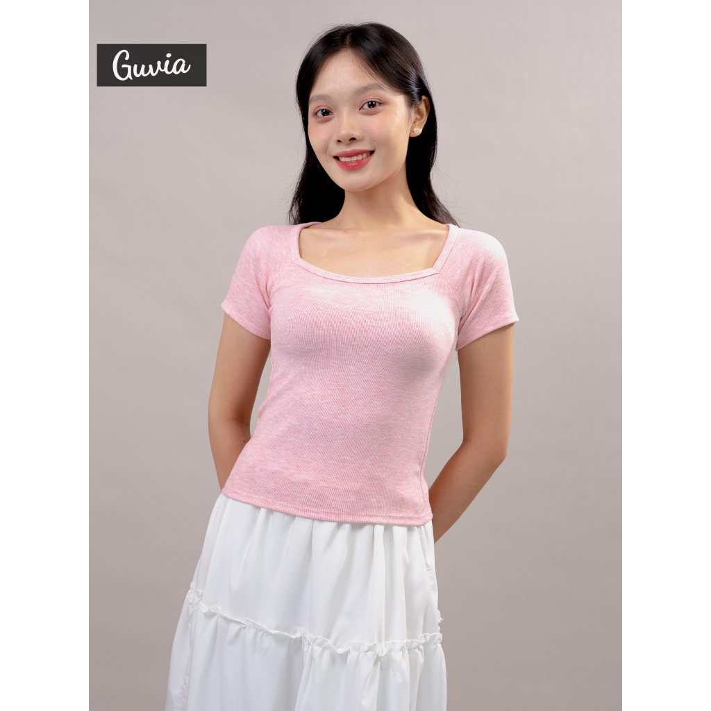 [Bản Mới] Áo Thun Cúp Cổ Vuông Ôm Gọn Tôn Dáng chất tăm mịn mát mặc thoải mái Guvia ADD58 | BigBuy360 - bigbuy360.vn