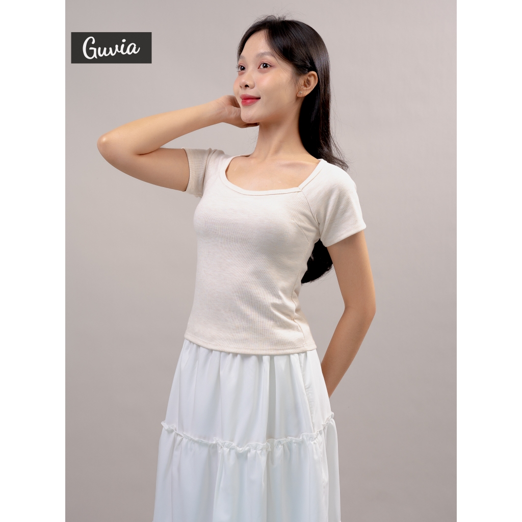 [Bản Mới] Áo Thun Cúp Cổ Vuông Ôm Gọn Tôn Dáng chất tăm mịn mát mặc thoải mái Guvia ADD58 | BigBuy360 - bigbuy360.vn