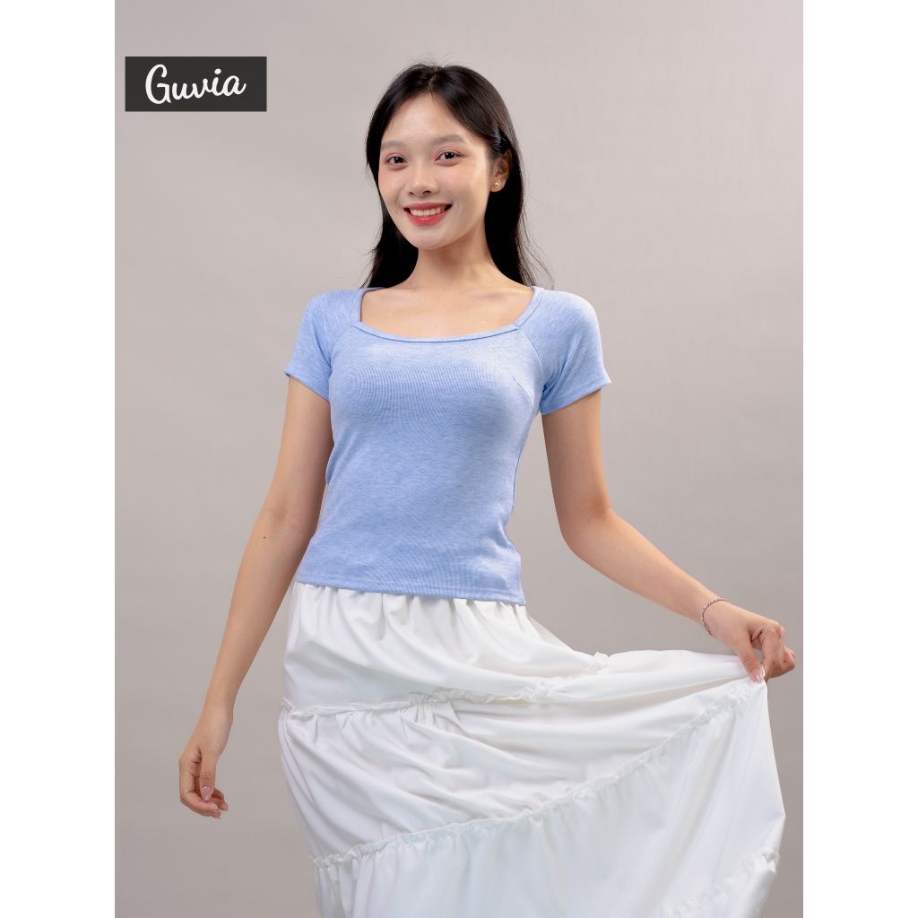 [Bản Mới] Áo Thun Cúp Cổ Vuông Ôm Gọn Tôn Dáng chất tăm mịn mát mặc thoải mái Guvia ADD58 | BigBuy360 - bigbuy360.vn