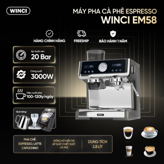 Máy Pha Cà Phê Tự Động Winci EM58, 20 Bar, Pha Espresso, Latte, Capuchino. Bảo Hành 2 Năm.
