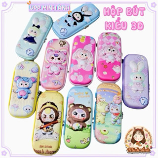 Hộp đựng bút 3D (CHỌN MẪU) chống va đập hai ngăn kèm túi lưới bền, đẹp, siêu tiện lợi hoạ tiết Capybara, Labubu hottrend