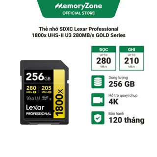 Thẻ nhớ SDXC Lexar Professional 1800x UHS-II U3 64GB - 128GB - 256GB 280MB/s GOLD Series