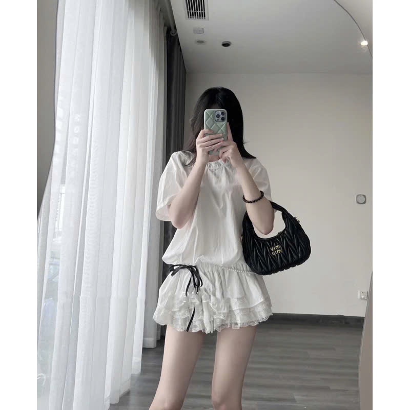 [TẶNG KÈM QUẦN] Set bộ jumpsuit gió su liền chân váy phối ren kèm dây ngọc sang chảnh NA44 | BigBuy360 - bigbuy360.vn