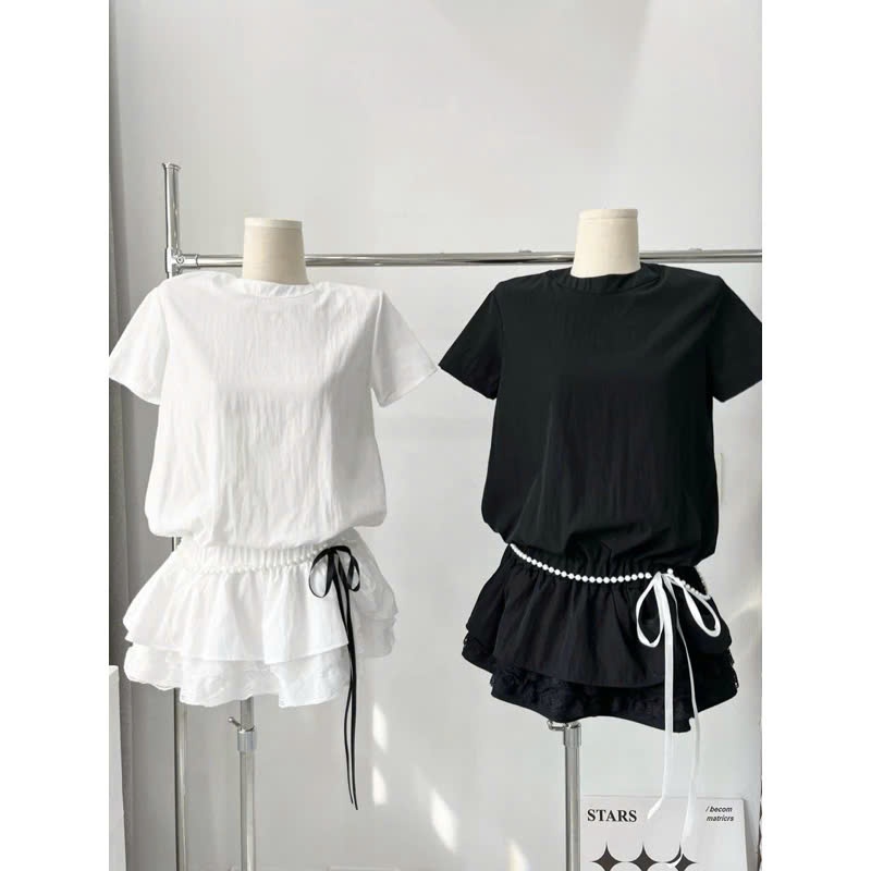 [TẶNG KÈM QUẦN] Set bộ jumpsuit gió su liền chân váy phối ren kèm dây ngọc sang chảnh NA44 | BigBuy360 - bigbuy360.vn