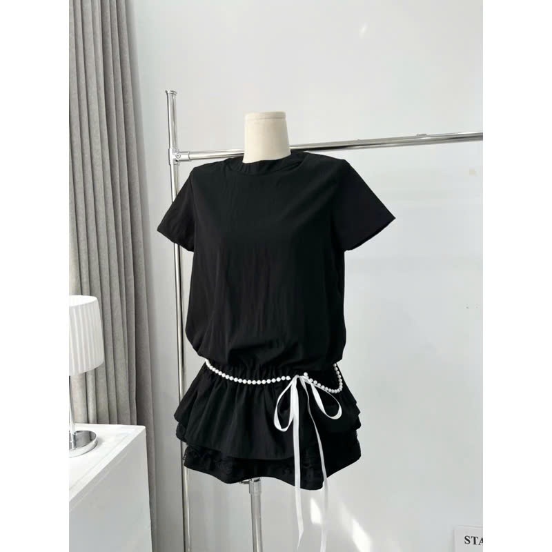 [TẶNG KÈM QUẦN] Set bộ jumpsuit gió su liền chân váy phối ren kèm dây ngọc sang chảnh NA44 | BigBuy360 - bigbuy360.vn