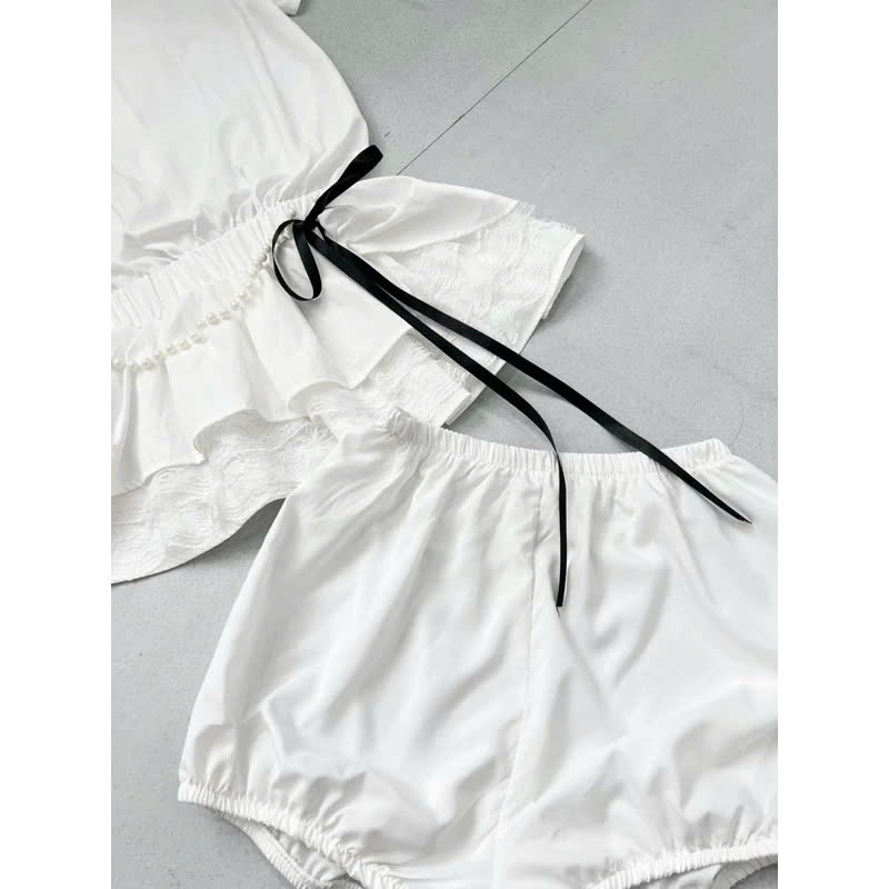 [TẶNG KÈM QUẦN] Set bộ jumpsuit gió su liền chân váy phối ren kèm dây ngọc sang chảnh NA44 | BigBuy360 - bigbuy360.vn