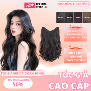 Tóc giả kẹp chữ U kẹp dải xoăn dài sợi tơ cao cấp tiện dụng