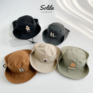 Mũ cho bé vành rộng, mũ cao bồi vành tròn trẻ em từ 3 - 10 tuổi, mũ bucket cho bé trai bé gái phong cách Hàn