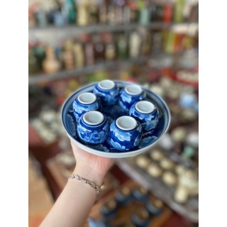 bộ ấm chén thờ mini men lam