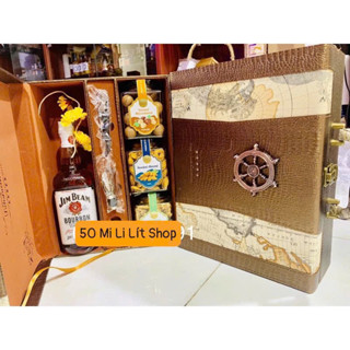 [HOẢ TỐC HCM] SET HỘP QUÀ TẾT JIMBEAM + 3 HŨ HẠT CAO CẤP
