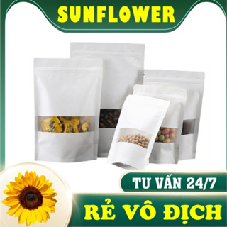 1KG Túi Zip Giấy Kraft Trắng Có Cửa Sổ ~ Full Size