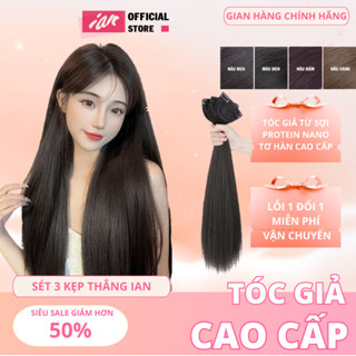 Tóc kẹp phím sét 3 kẹp, kẹp phồng chân tóc 2 bên dài 55cm