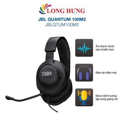 Tai nghe chụp tai có dây Gaming JBL Quantum 100M2 JBLQTUM100M2 - Hàng chính hãng