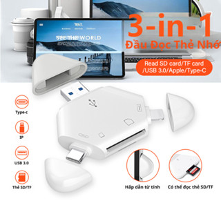 Đầu đọc thẻ nhớ đa năng cho điện thoại laptop,Đầu đọc thẻ SD Micro SD đa năng Cổng kết nối Type C, USB 3.0 IP, Lightning