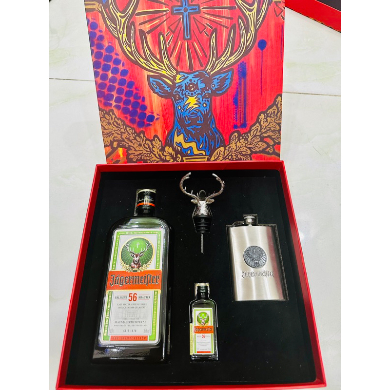 Hộp quà Jager + vòi rót + Bình Hipflask