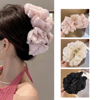 Kẹp búi tóc tiểu thư nơ lưới voan đám mây bong bóng iLita cặp càng cua cài to phồng bồng bềnh size lớn 13cm Hàn Quốc