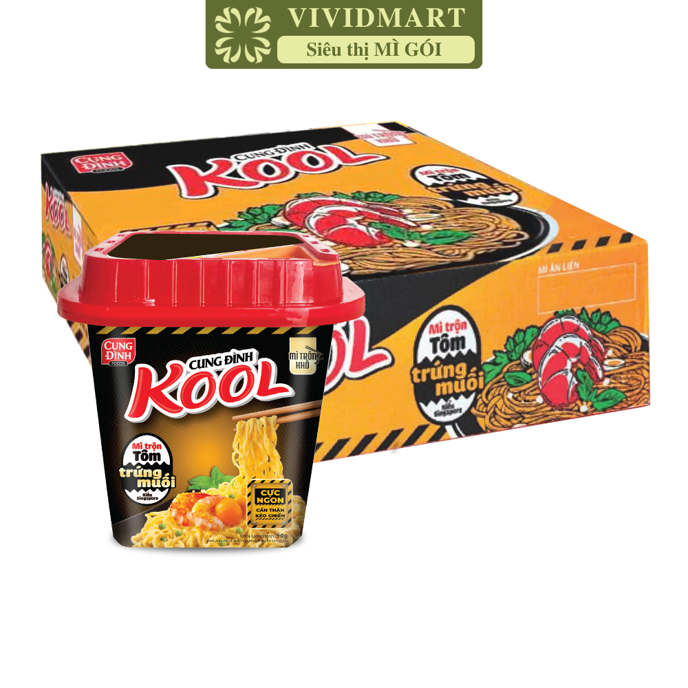 [THÙNG12THỐ] - AFOTECH - Mì thố trộn Cung Đình Kool hương vị Tôm trứng muối, Mì trộn trứng muối Cung