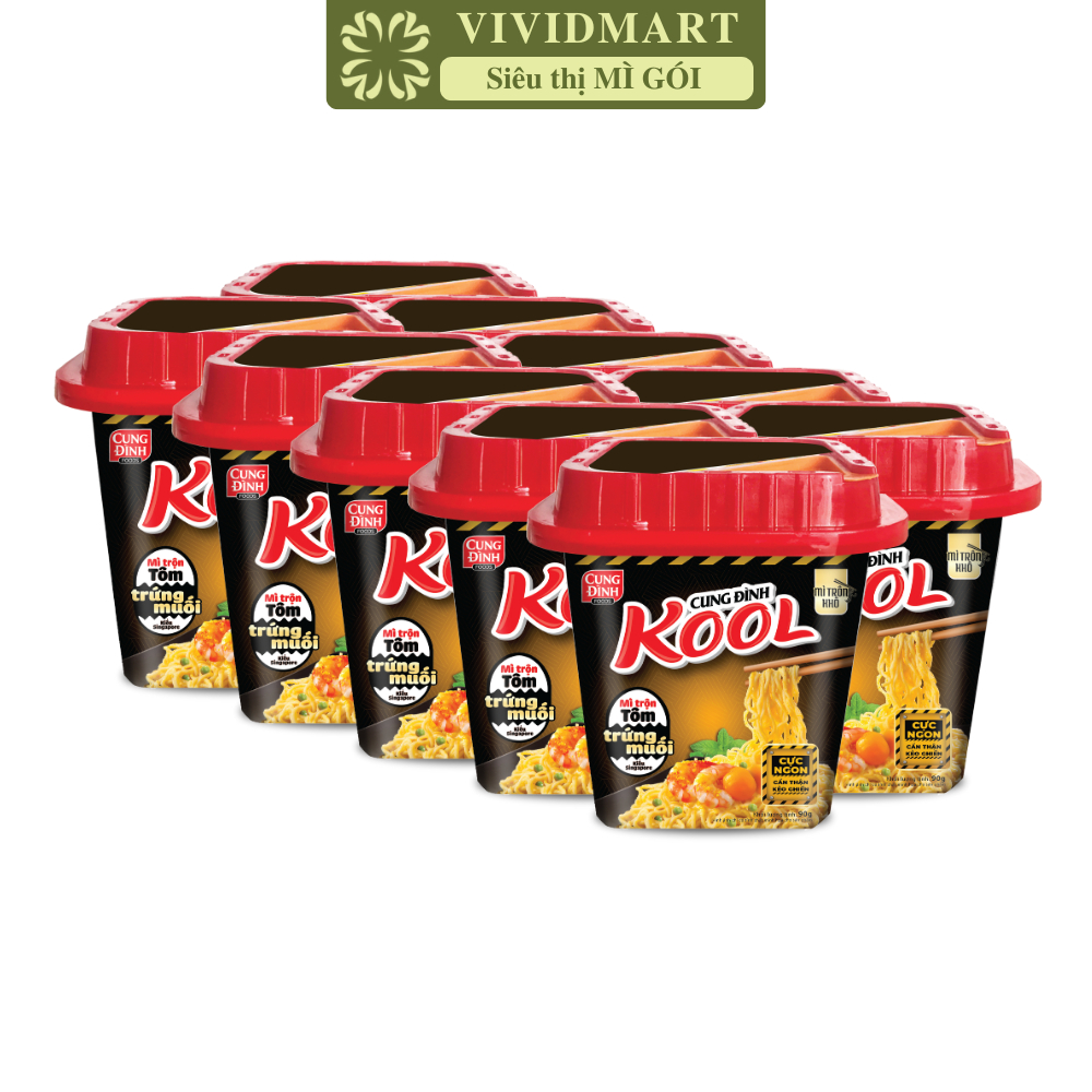 [SET 10 THỐ] - AFOTECH - Mì thố trộn Cung Đình Kool hương vị Tôm trứng muối, Mì trộn trứng muối Cung