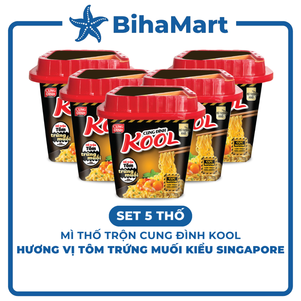 [SET 5 THỐ] - AFOTECH - Mì thố trộn Cung Đình Kool hương vị Tôm trứng muối, Mì trộn trứng muối Cung 