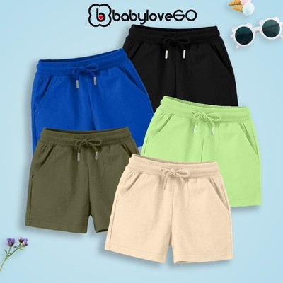 Quần đùi cho bé trai BabyloveGO, quần sooc đùi cạp chun co giãn thoáng mát cho bé 10-40kg QT010