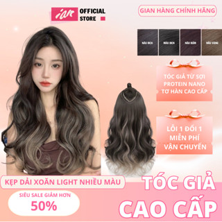 Tóc Giả Kẹp Xoăn Sóng Light Xám Khói, Tóc Kẹp Dải U Xoăn Nửa Đầu Cho Nữ Thời Trang