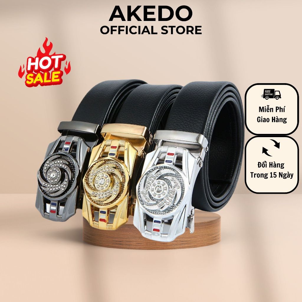 Thắt lưng nam mặt xoay kim loại cơn lốc - dây da cao cấp  sang trọng lịch lãm bảo hành 12 tháng AKEDO