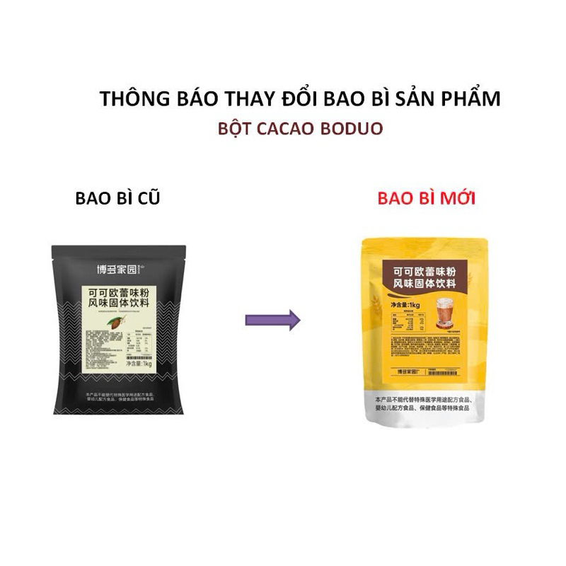 Bột Cacao Boduo (Socola Boduo) 1kg - Bao bì mới