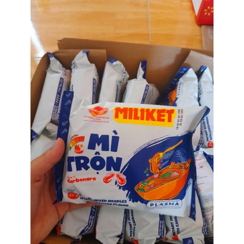 combo 2 gói mì trộn miliket mới: vị carbonara và chua cay chanh